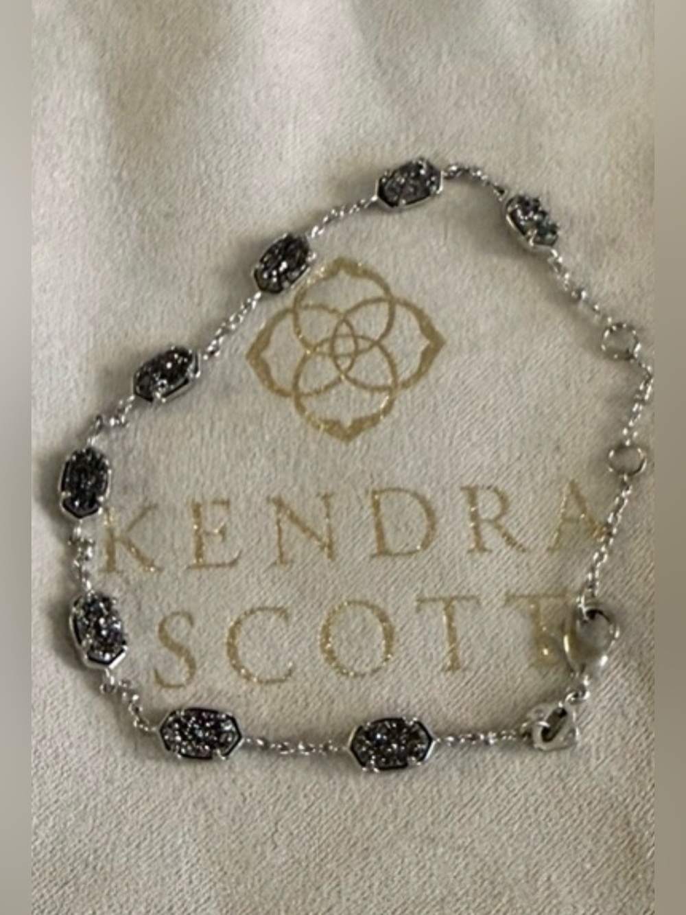 Kendra Scott Silver Druzy Link Bracelet with Gray Stones